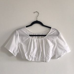 VTG Cropped Romantic Peasant Top in white BOHO